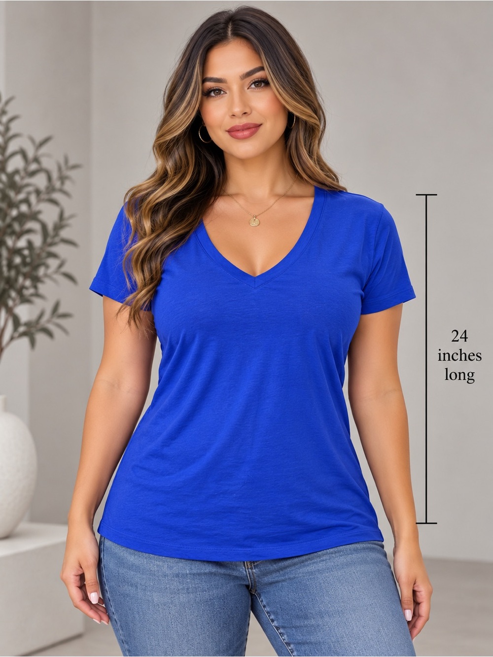 GAP Women's Royal Blue V-Neck Short Sleeve
Top - Size Medium